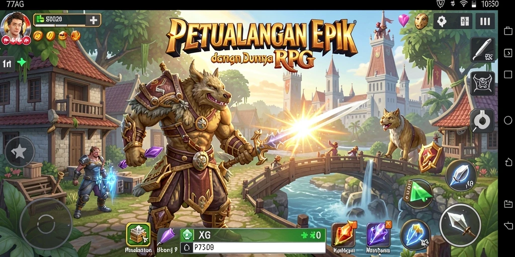 Tampilan gameplay mendebarkan dari 77AG dalam dunia RPG.