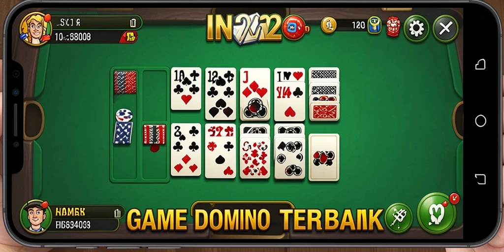 Tampilan gameplay IN22 dengan berbagai kartu Domino yang menarik.
