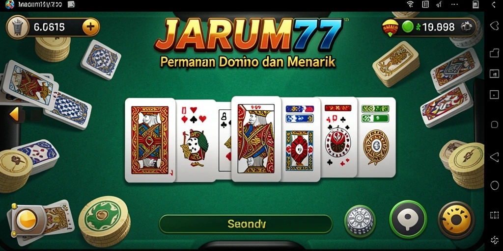 Screenshot gameplay JARUM77 yang menggambarkan keseruan permainan Domino.