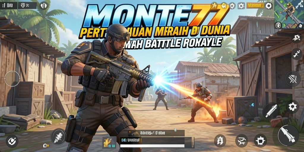 Tangkapan layar <strong>MONTE77</strong> menampilkan aksi pertempuran seru dalam game Battle Royale.