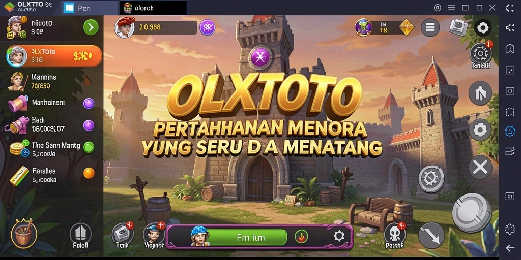 Screenshot utama OLXTOTO menampilkan aksi permainan Tower Defense yang mendebarkan.