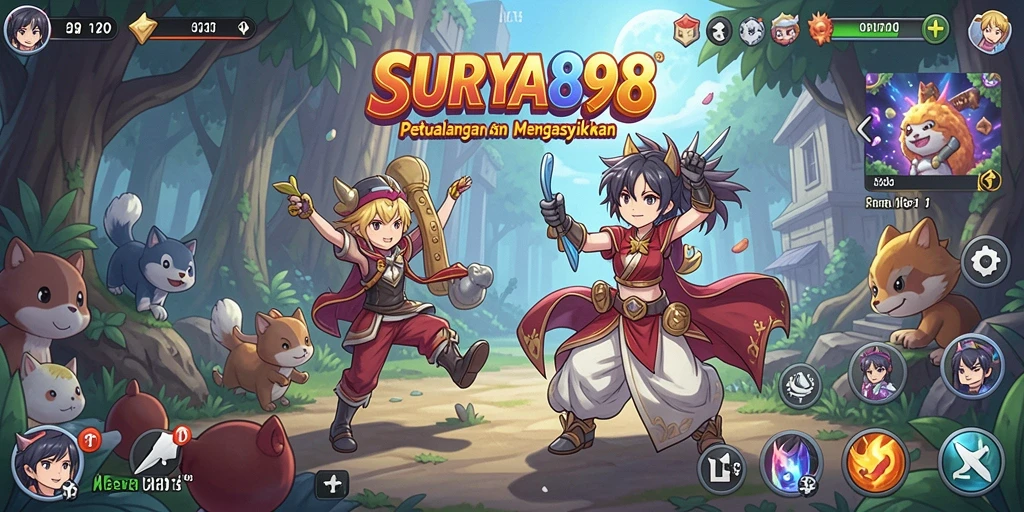 Screenshot SURYA898 menampilkan aksi pertarungan karakter anime yang menarik.