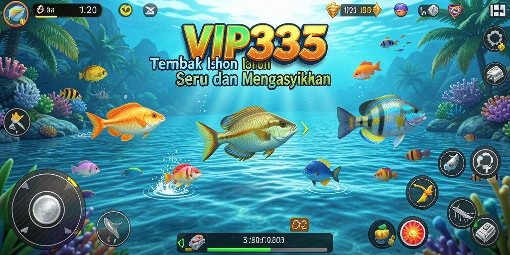 Screenshot gameplay yang seru dari VIP333 saat menembak ikan.